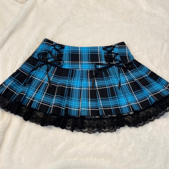 Hot Topic Skirts Hot Topic Plaid Pleated Mini Skirt Blue Black With